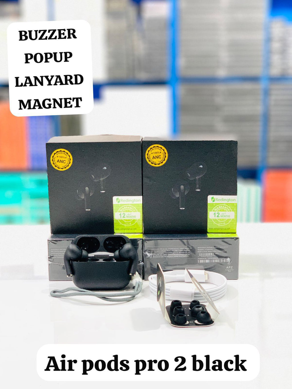 Airpods pro 2 black buzzer popup lanyard magnet