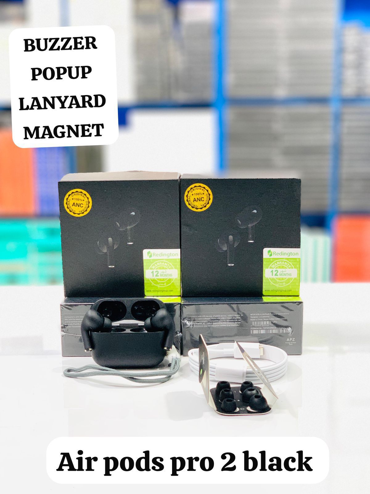 Airpods pro 2 black buzzer popup lanyard magnet